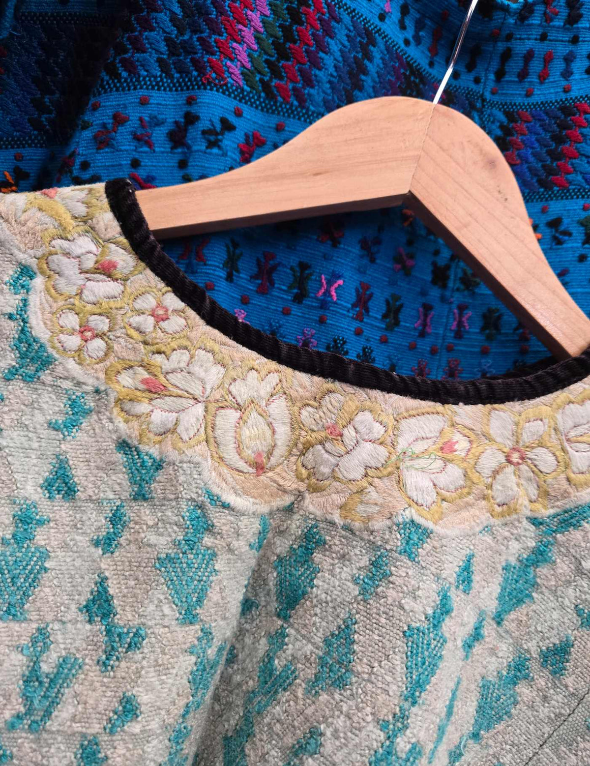 Blue on Cream Cobán Huipil #9-95