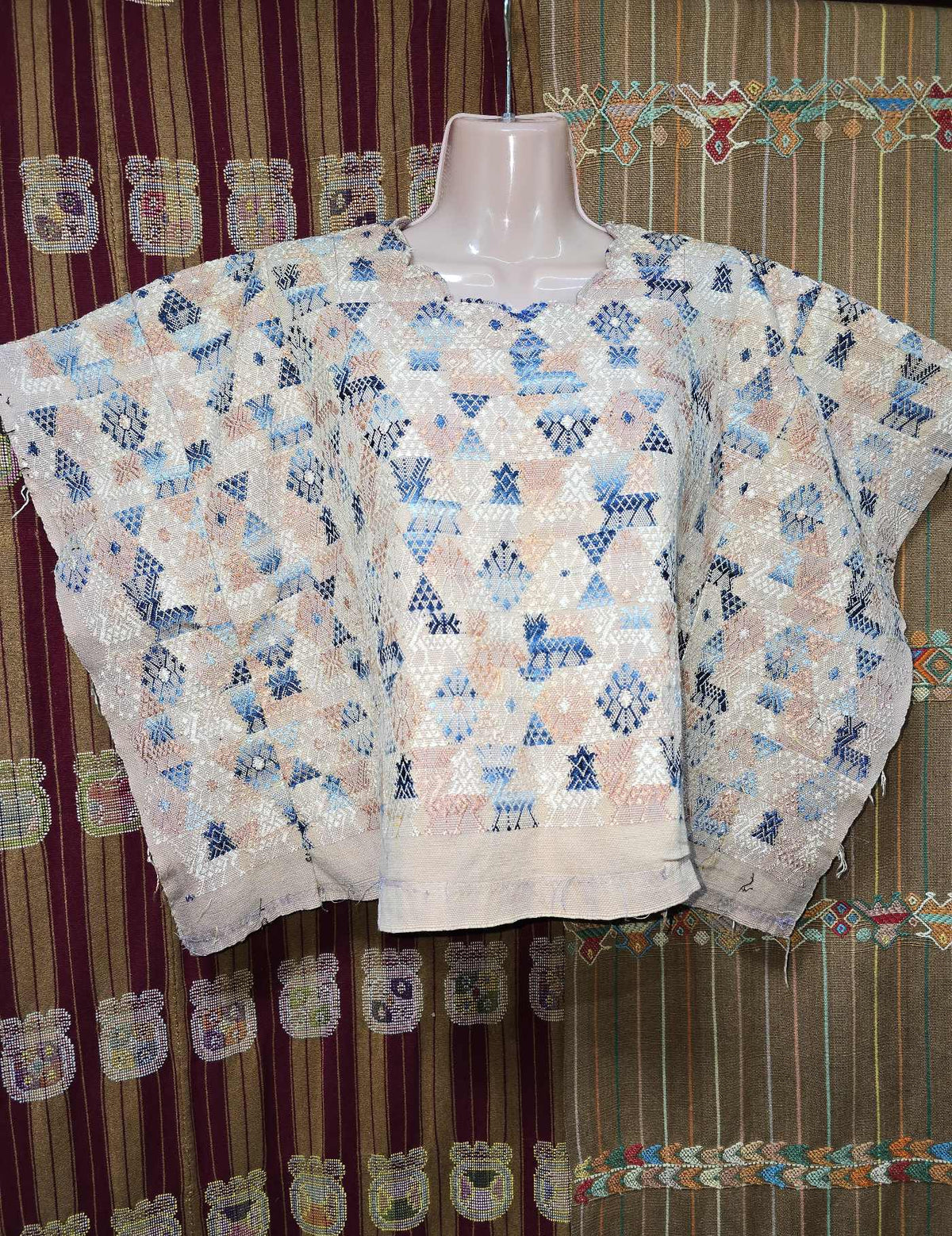 Faded Pink and Blue Cobán Huipil #9-99
