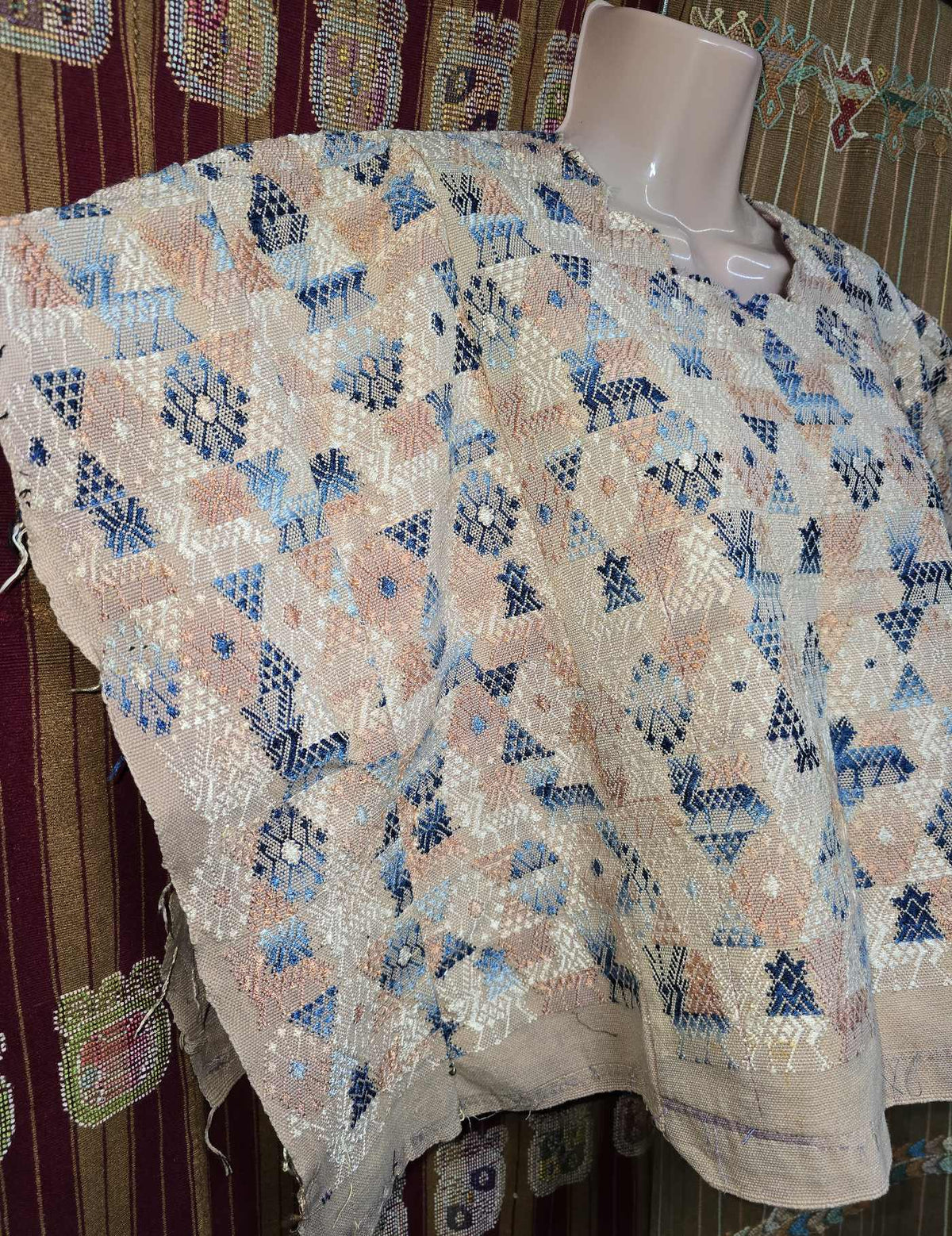 Faded Pink and Blue Cobán Huipil #9-99