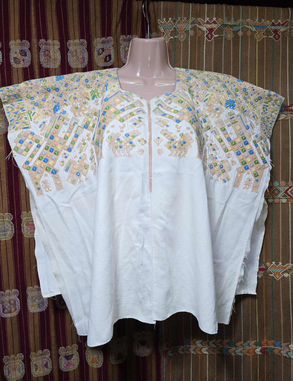 Beige and White Nahualá Huipil #9-103