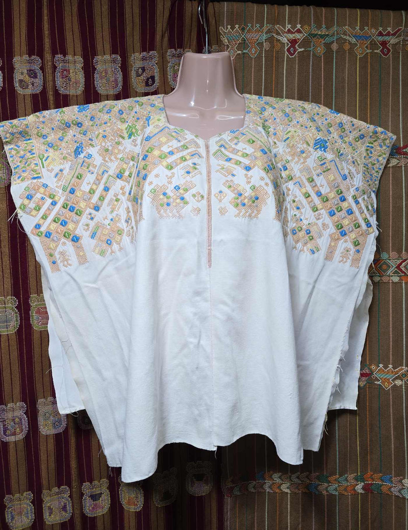 Beige and White Nahualá Huipil #9-103