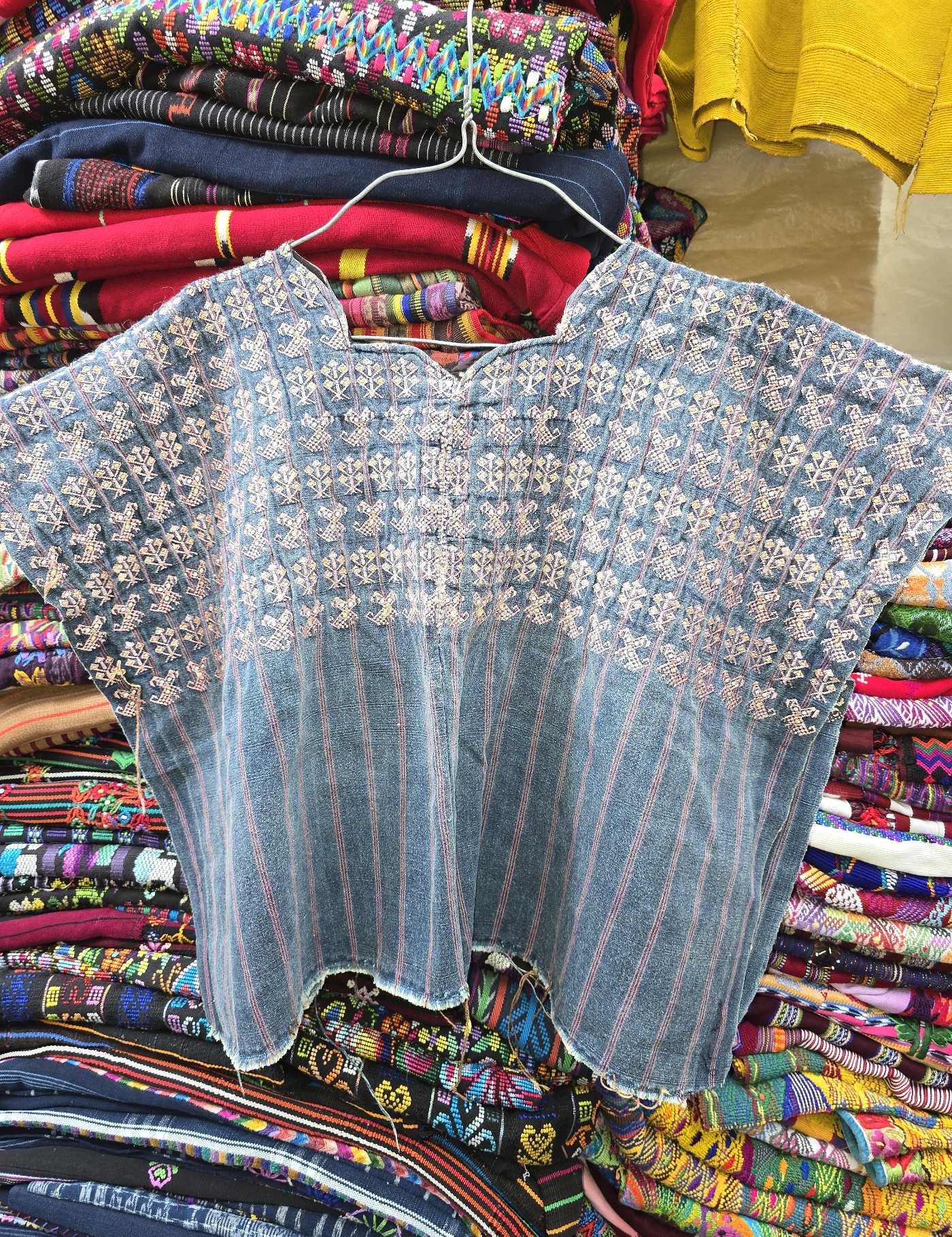 Indigo with Puppies Nahualá Huipil #9-108