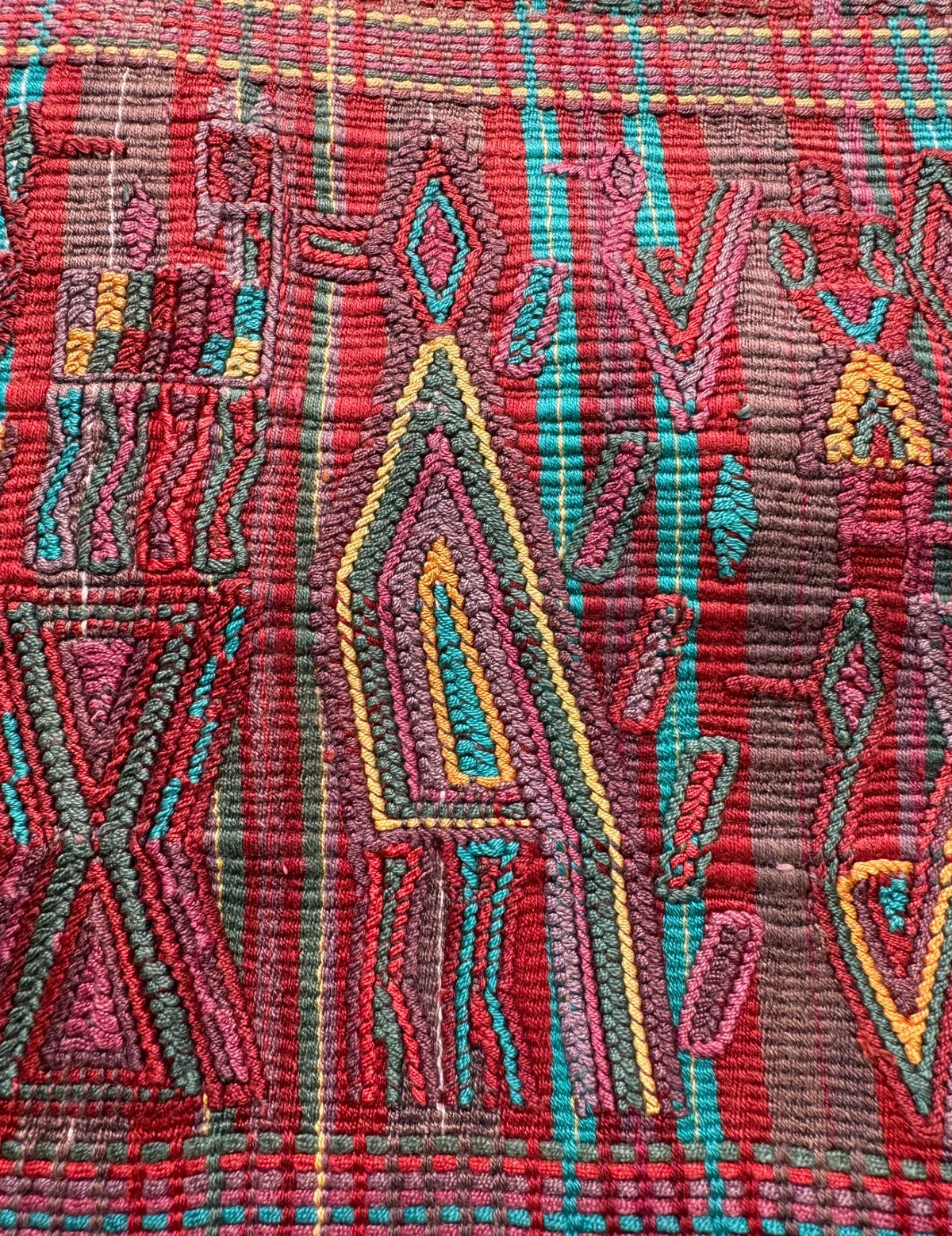 (Reserved for Anne) Warm Pink and Turquoise Nebaj Tzute #9-112
