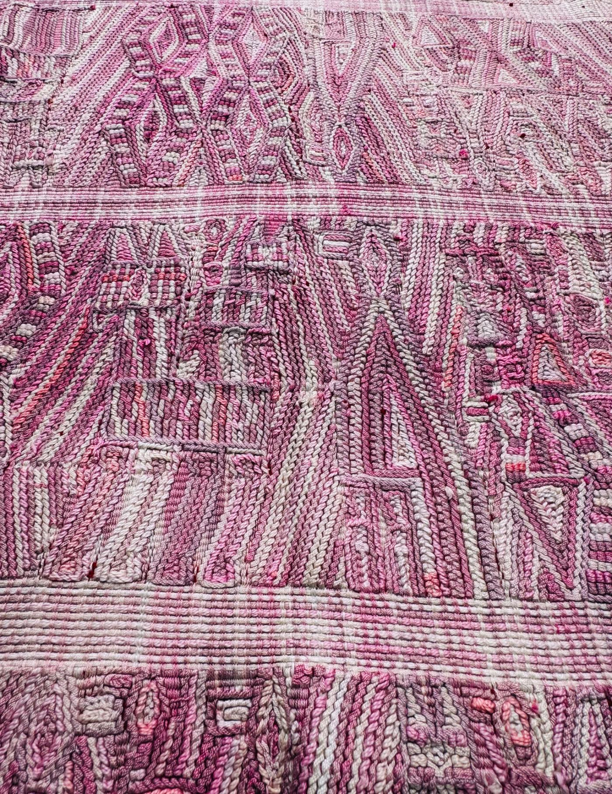 Pink and White Nebaj Tzute #9-113