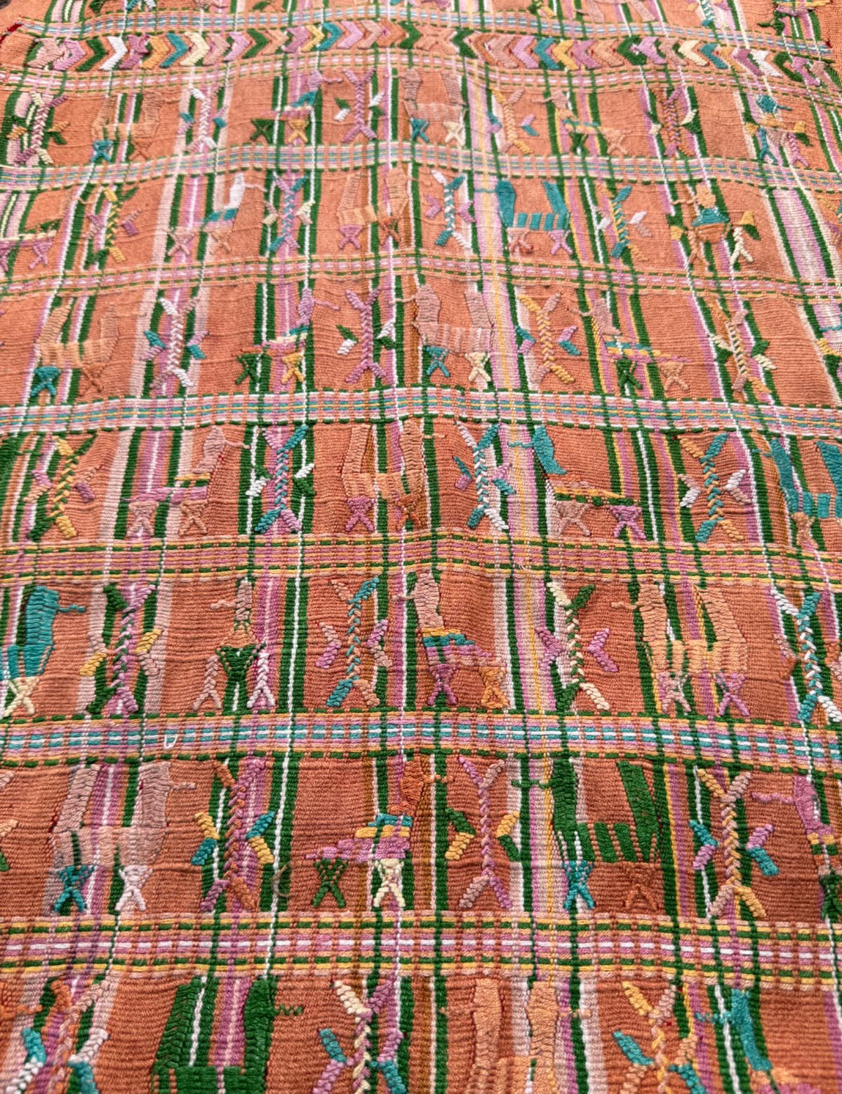 Peach and Green Nebaj Tzute #9-115