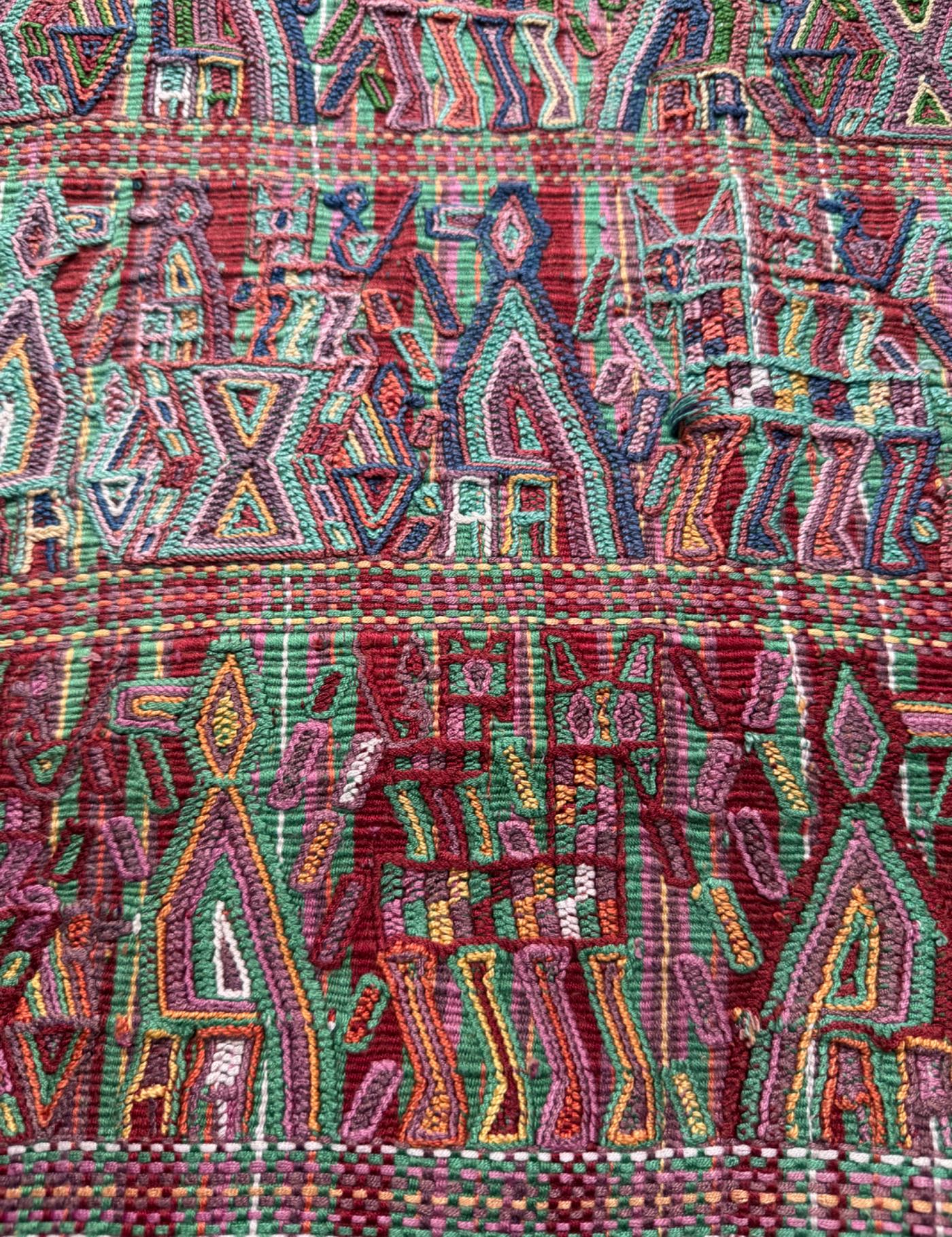 Terracotta and Turquoise Nebaj Tzute #9-119