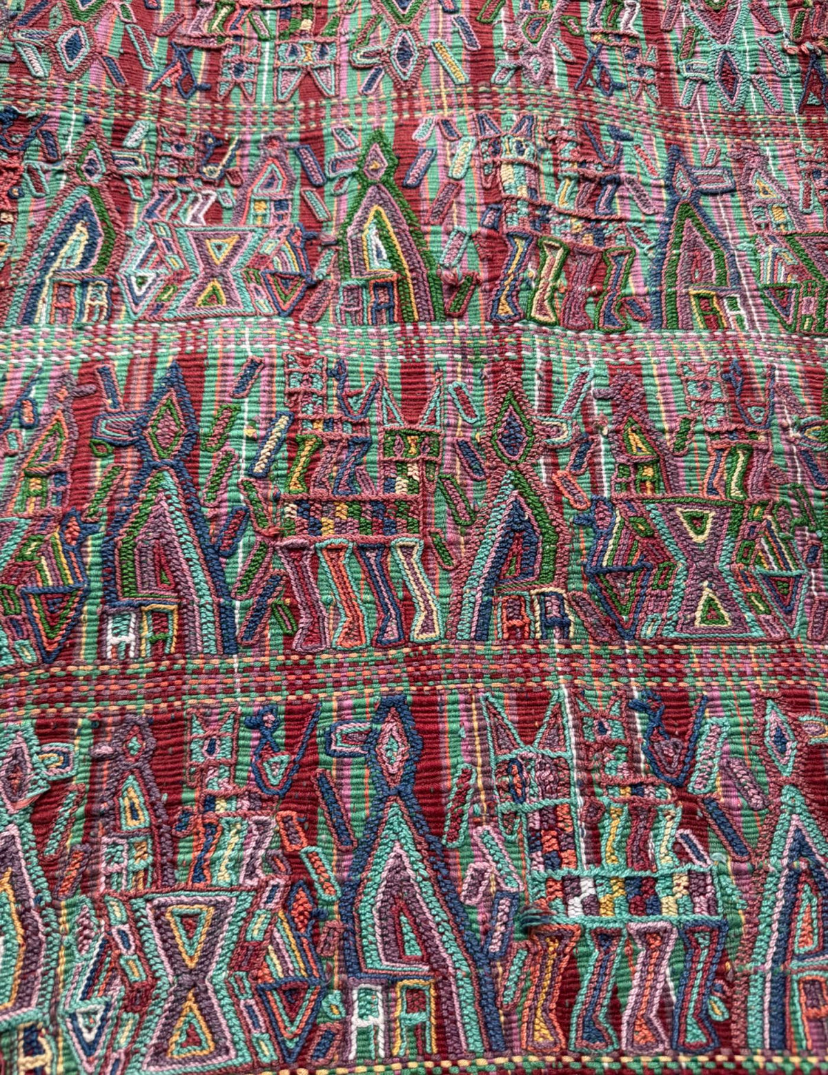 Terracotta and Turquoise Nebaj Tzute #9-119