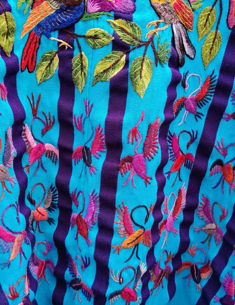 Blue with Pink Birds Santiago Huipil #9-128