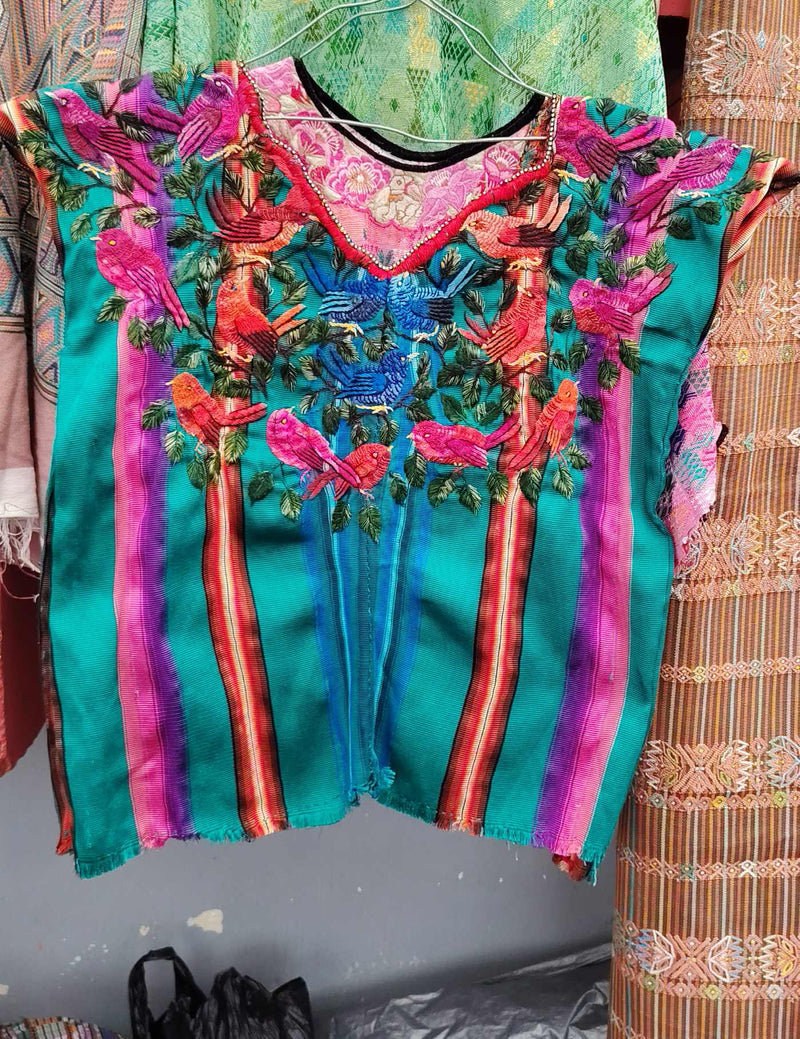 Turquoise and Pink Santiago Huipil #9-131