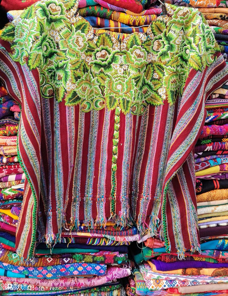 Maroon and Green Patzún Huipil #9-134