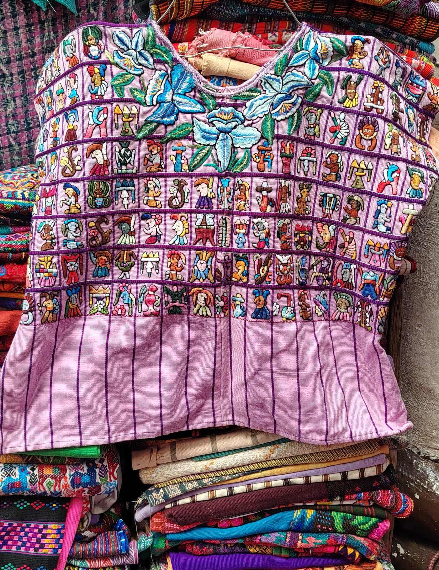 Pink with Mayans Santiago Huipil #9-141
