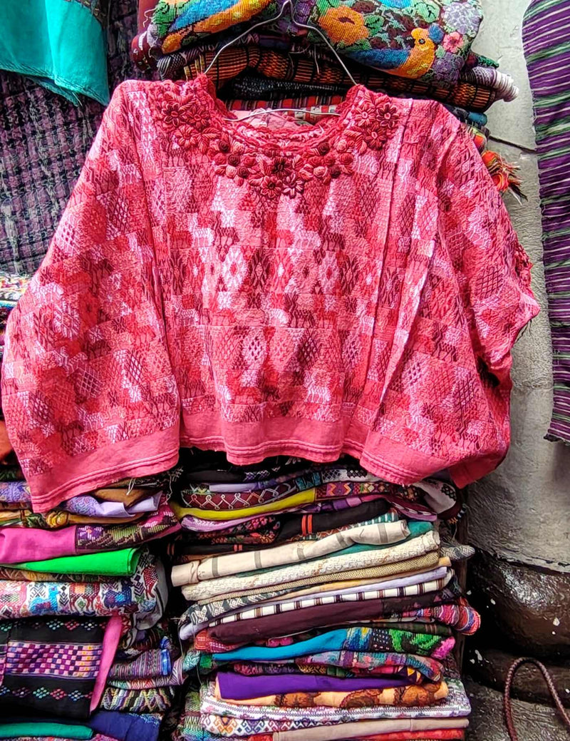 Pink with Rococo Neckline Cobán Huipil #9-143