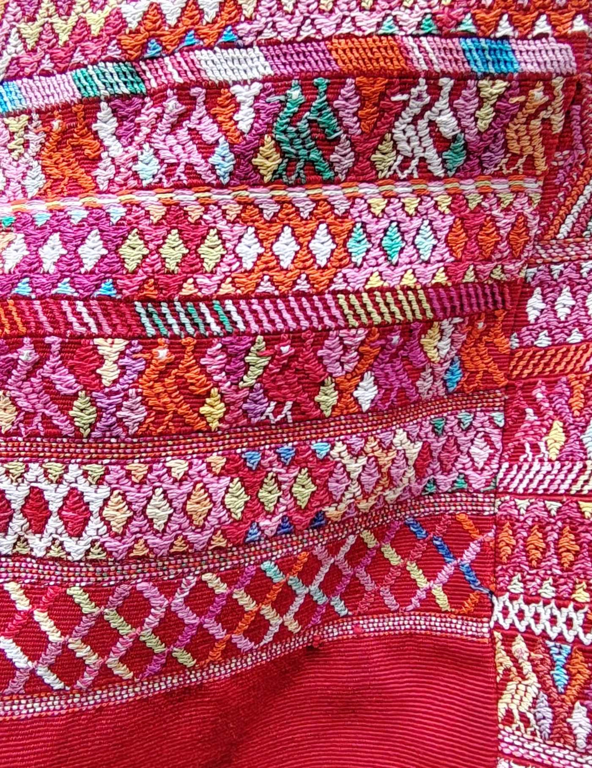 Red and Pink San Juan Cotzal Huipil #9-206