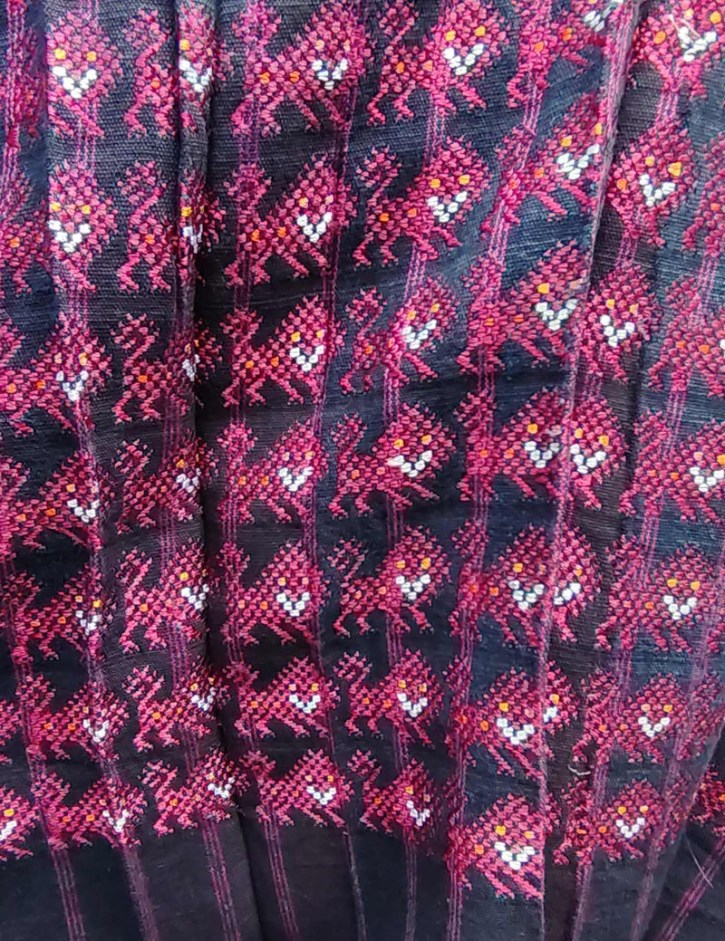 Indigo with Pink Lions Nahualá Huipil #9-209