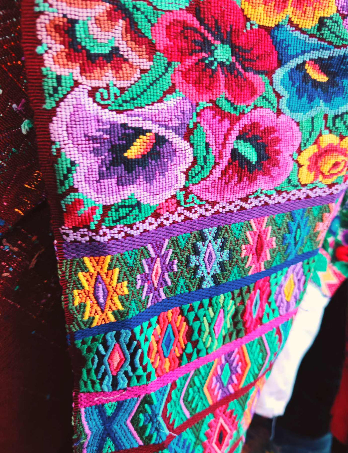 Green and Burgundy Comalapa Huipil #9-217