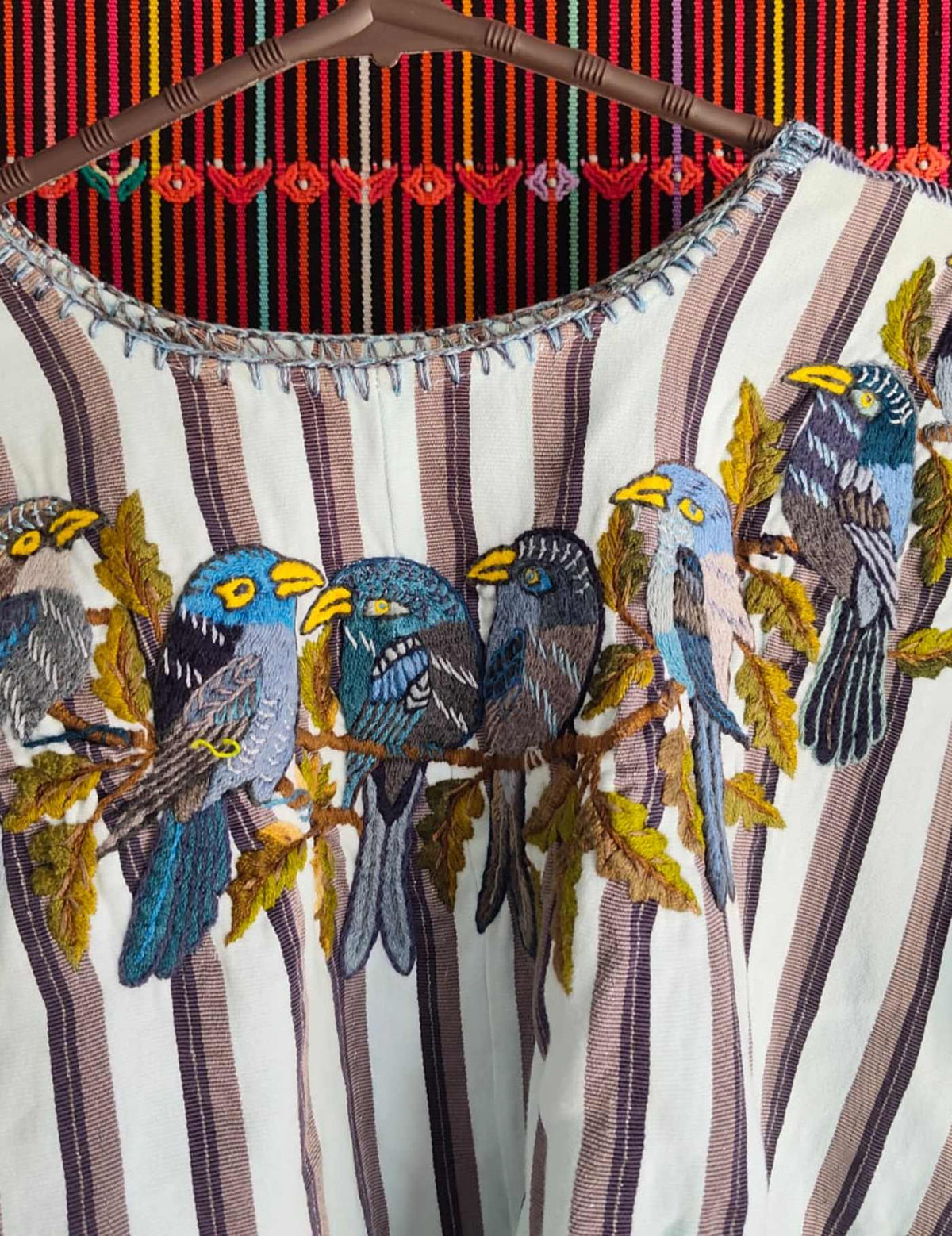 Blue and grey birds Santiago Huipil #9-248