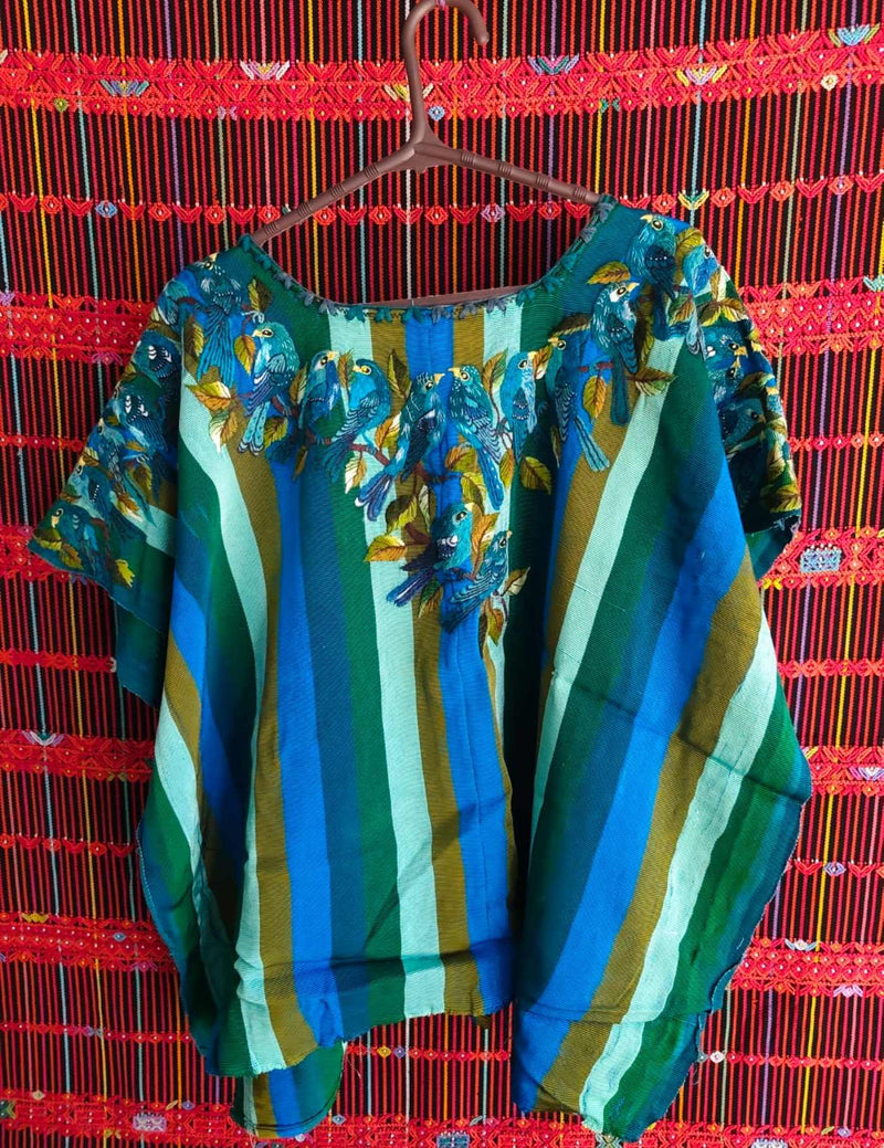 Blue and green birds Santiago Huipil #9-251