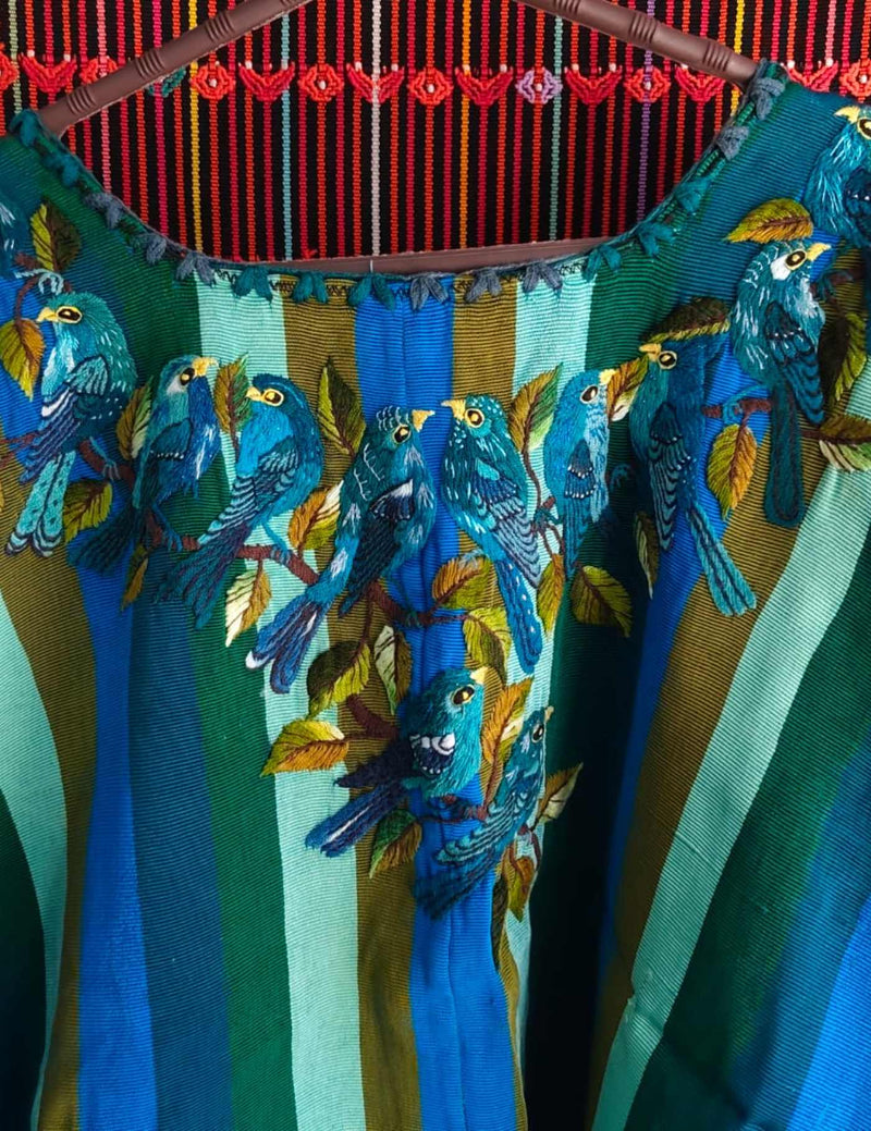 Blue and green birds Santiago Huipil #9-251