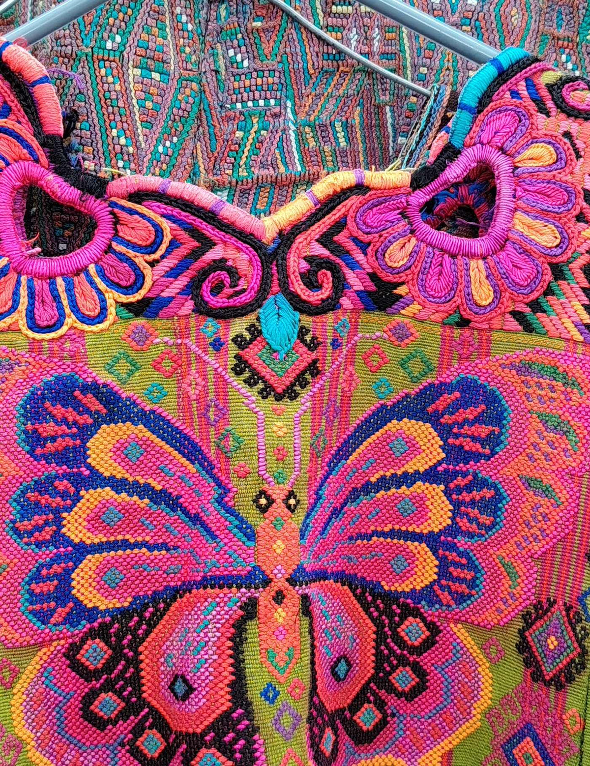 Lime with butterflies Chichicastenango Huipil #9-267