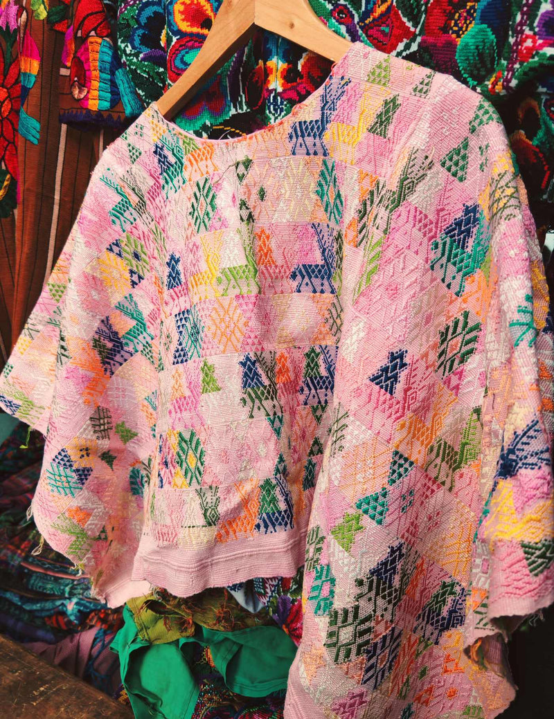 Lilac and Green Cobán Huipil #9-298