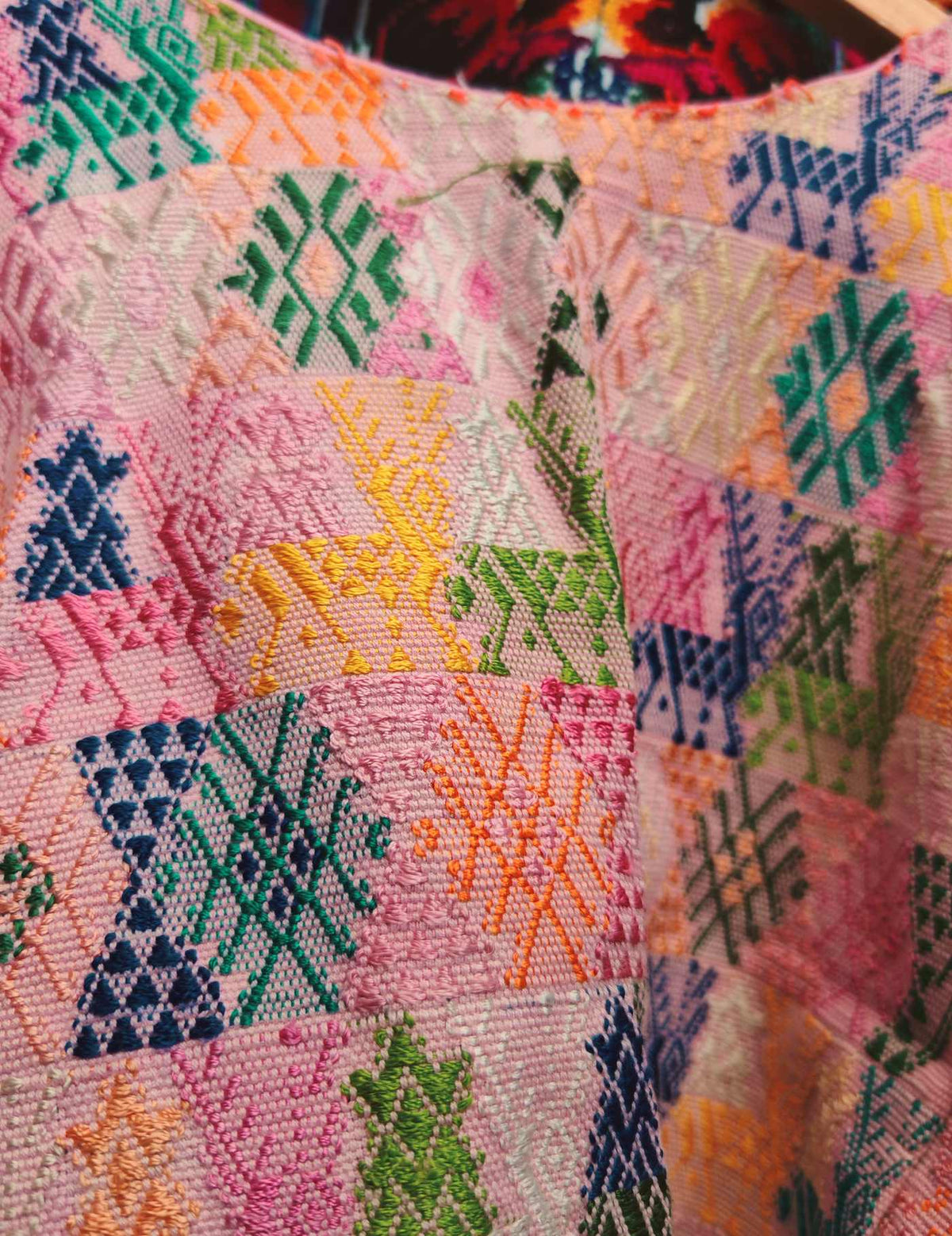 Lilac and Green Cobán Huipil #9-298