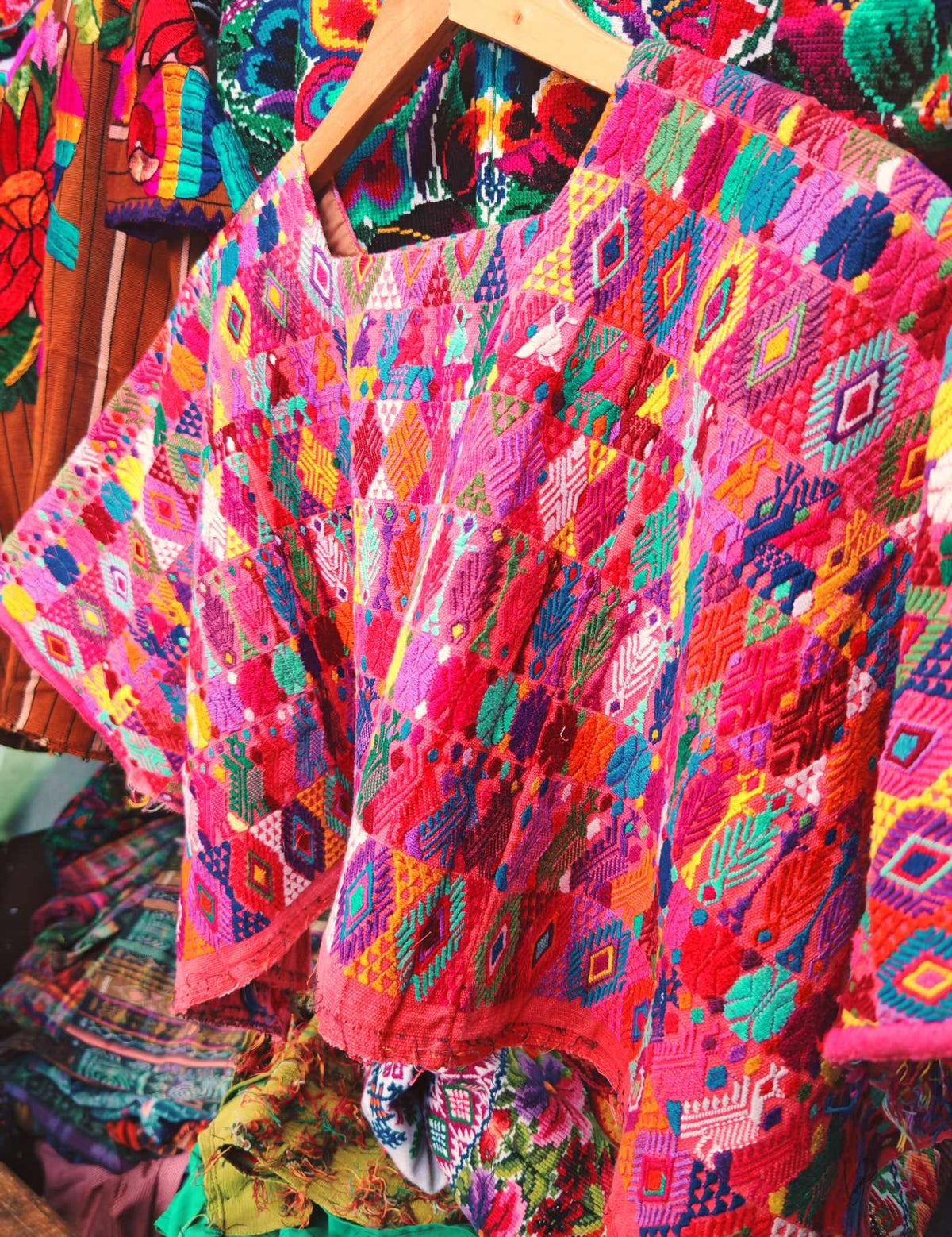 Pink and Red Cobán Huipil #9-299