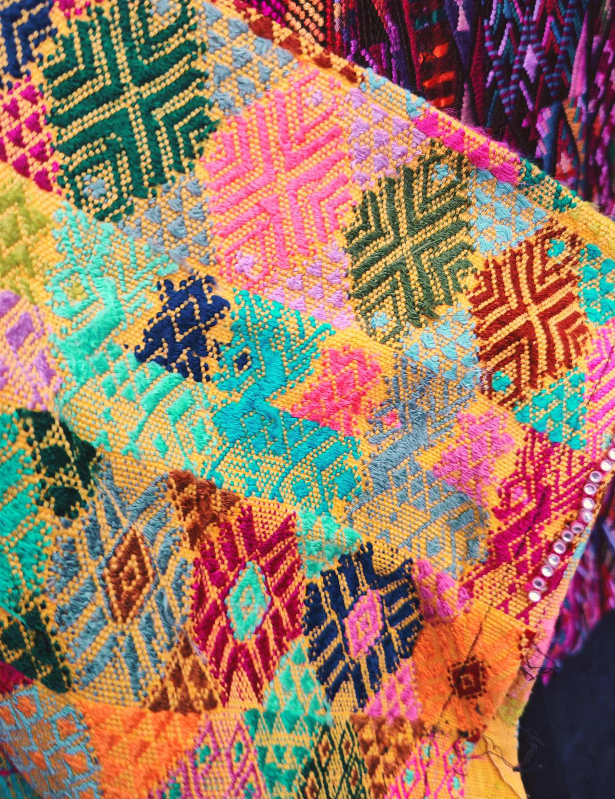 Colourful on Yellow Cobán Huipil #9-301