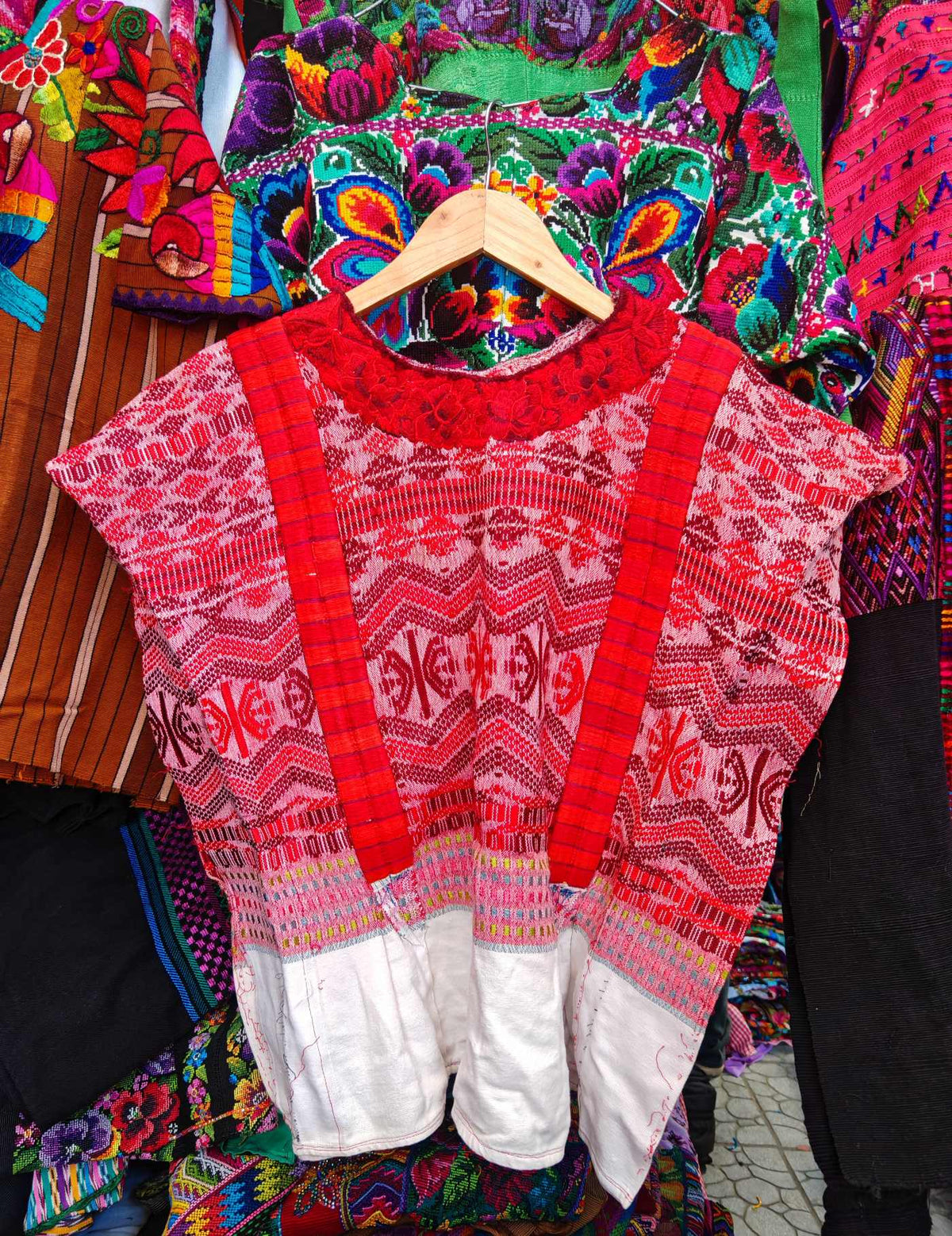 Red Geometric Xela Huipil #9-309