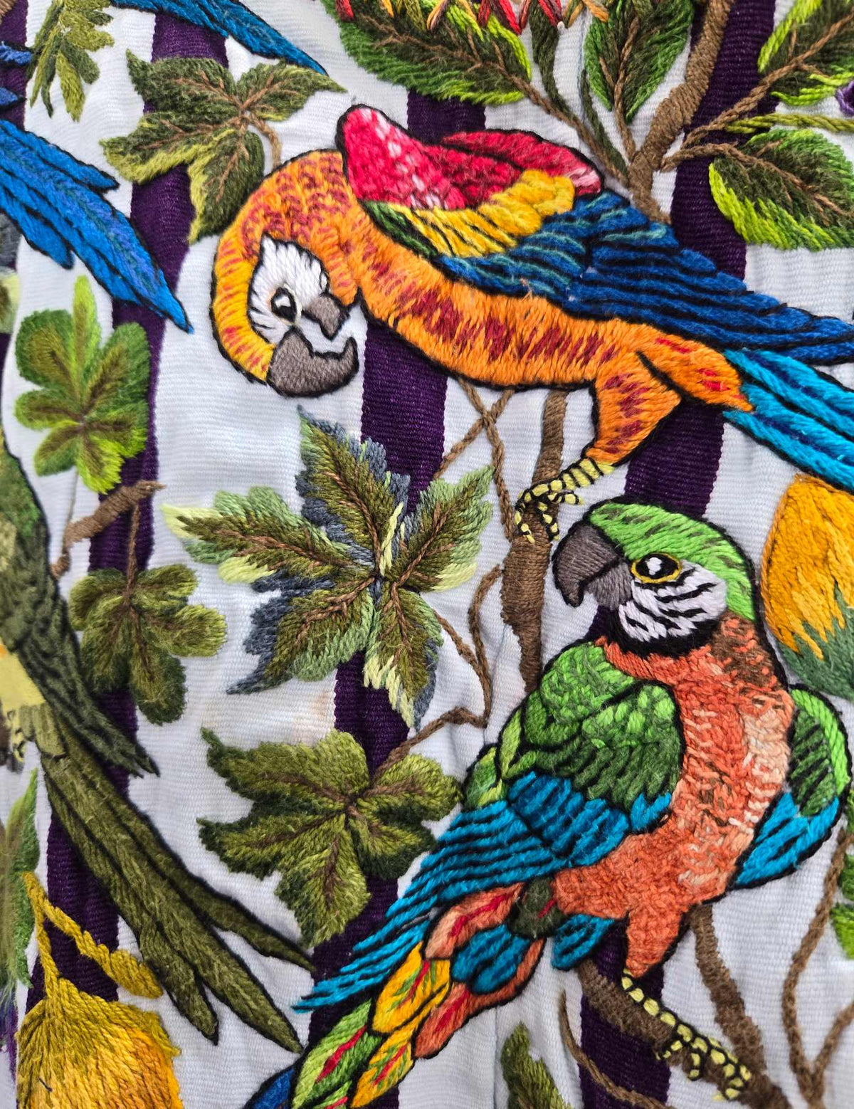 Black and White with Parrots Santiago Huipil #9-315