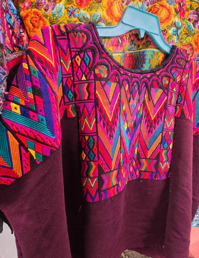 Geometrics on Maroon Chichicastenango Huipil #9-316