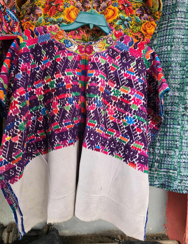 Eggplant and White Sacatepéquez Huipil #9-325
