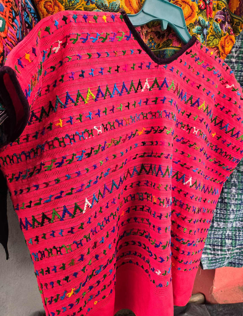 Deep Pink Rabinal Huipil #9-356