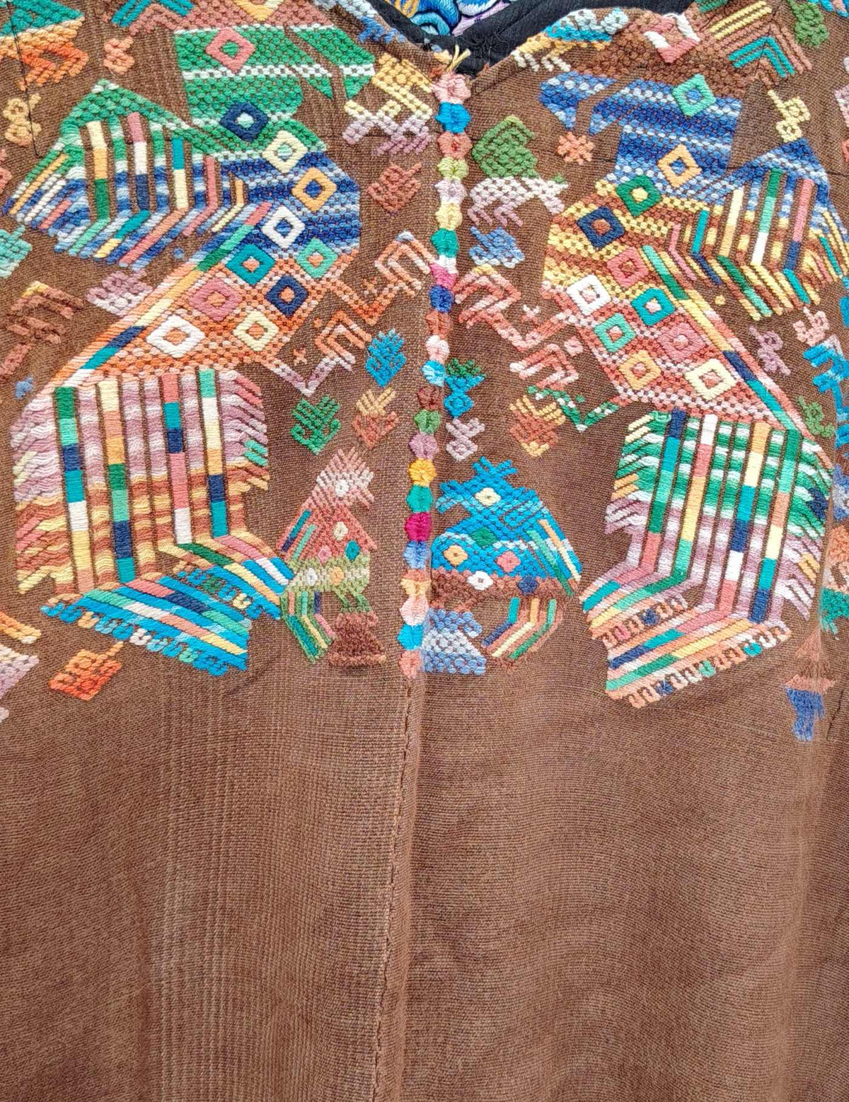 Brown with Quetzales Nahualá Huipil #9-383