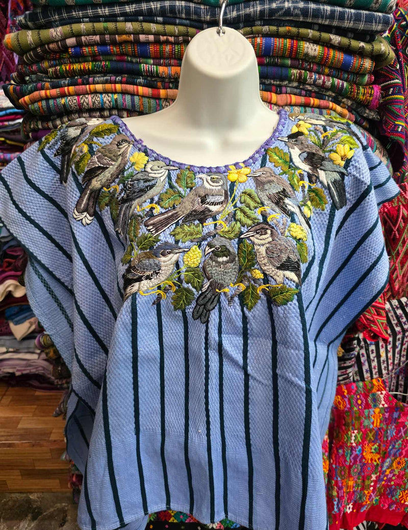 Grey Birds on Blue Santiago Huipil #9-408