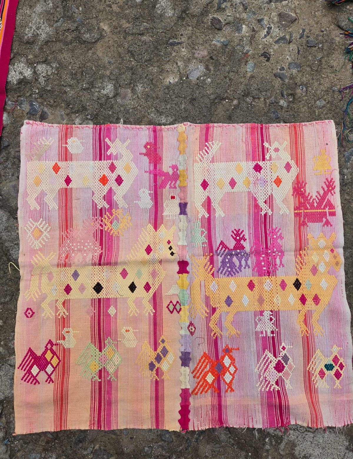 Faded Coral and Lilac Chichicastenango Tzute #9-452