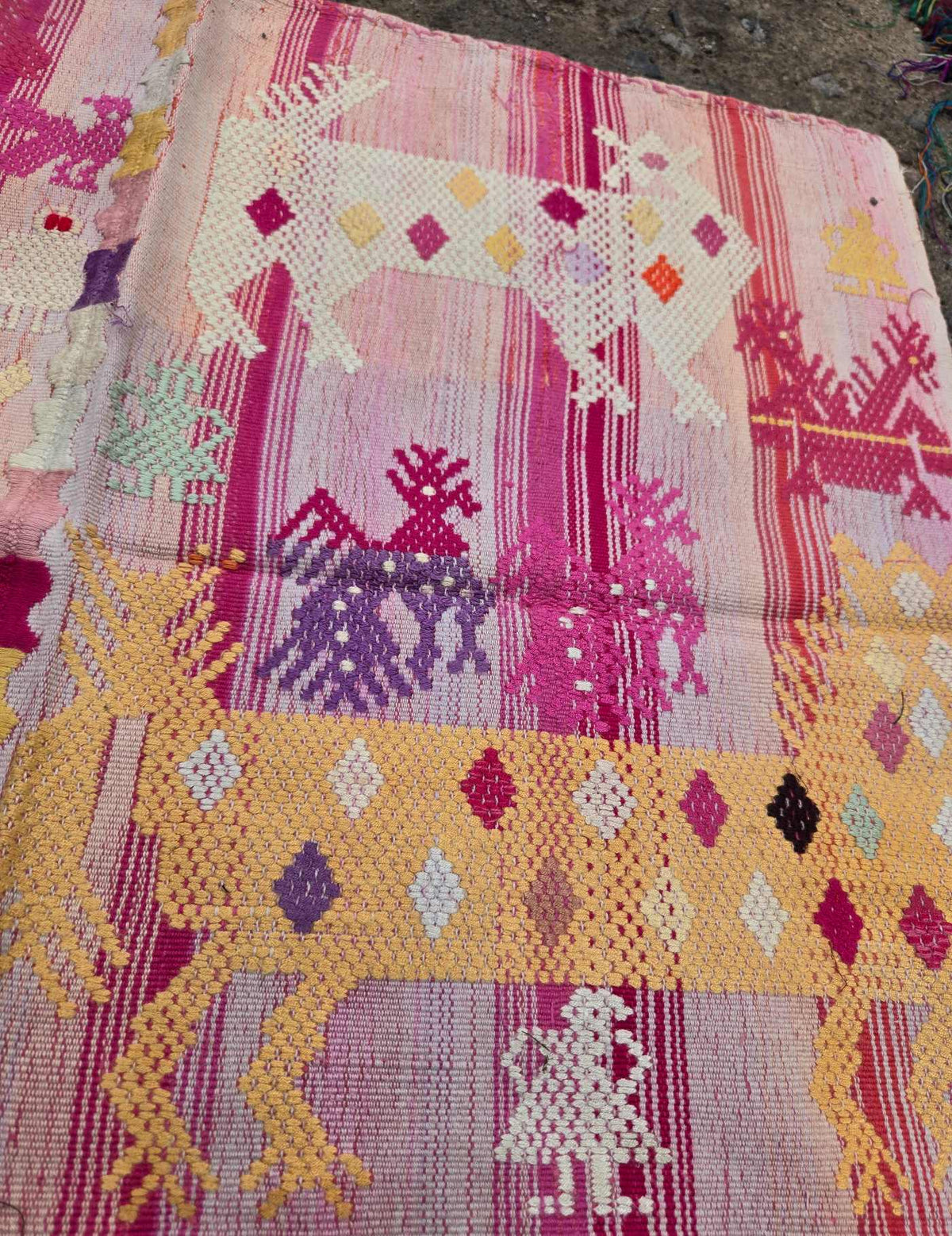 Faded Coral and Lilac Chichicastenango Tzute #9-452