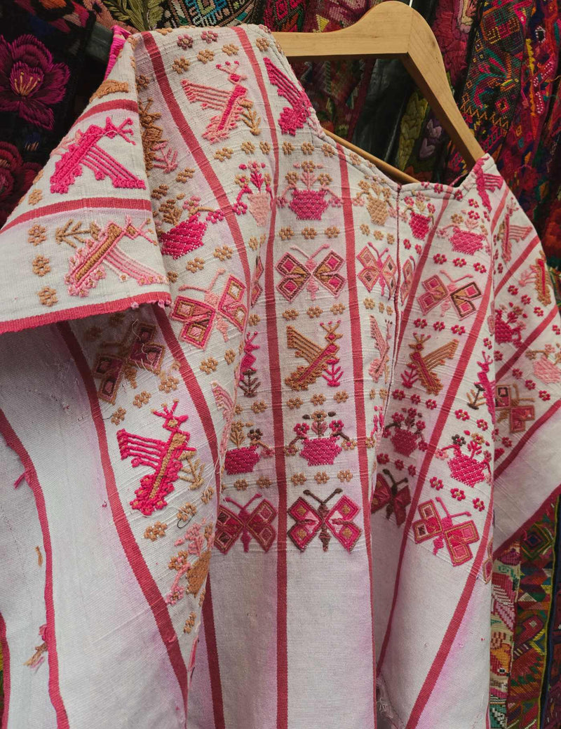 White with Pink Butterflies San Lucas Tolimán Huipil #9-475