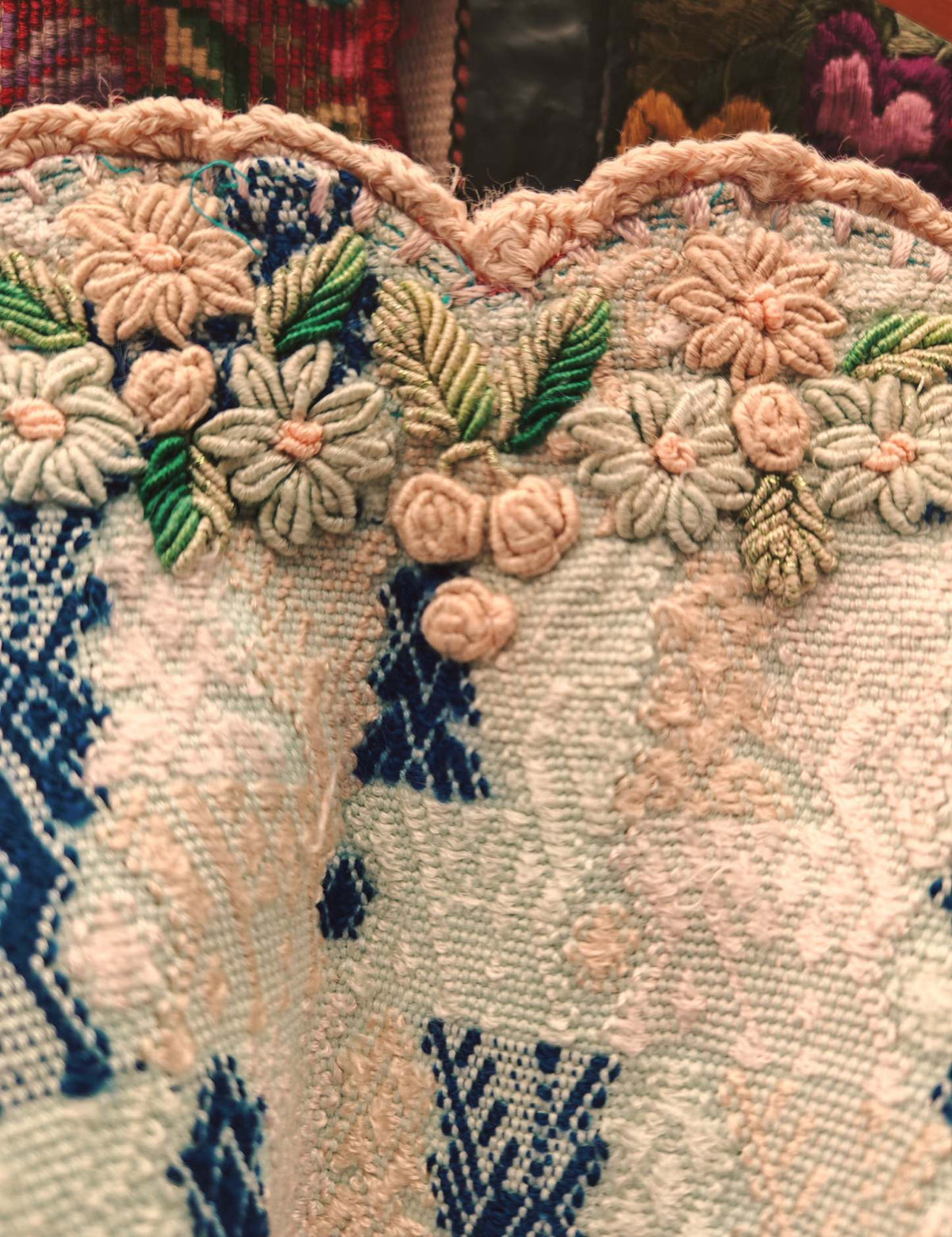 Blush and Blue Cobán Huipil #9-481