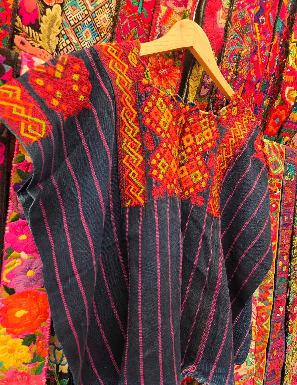 Indigo and Orange Nahualá Huipil #9-502