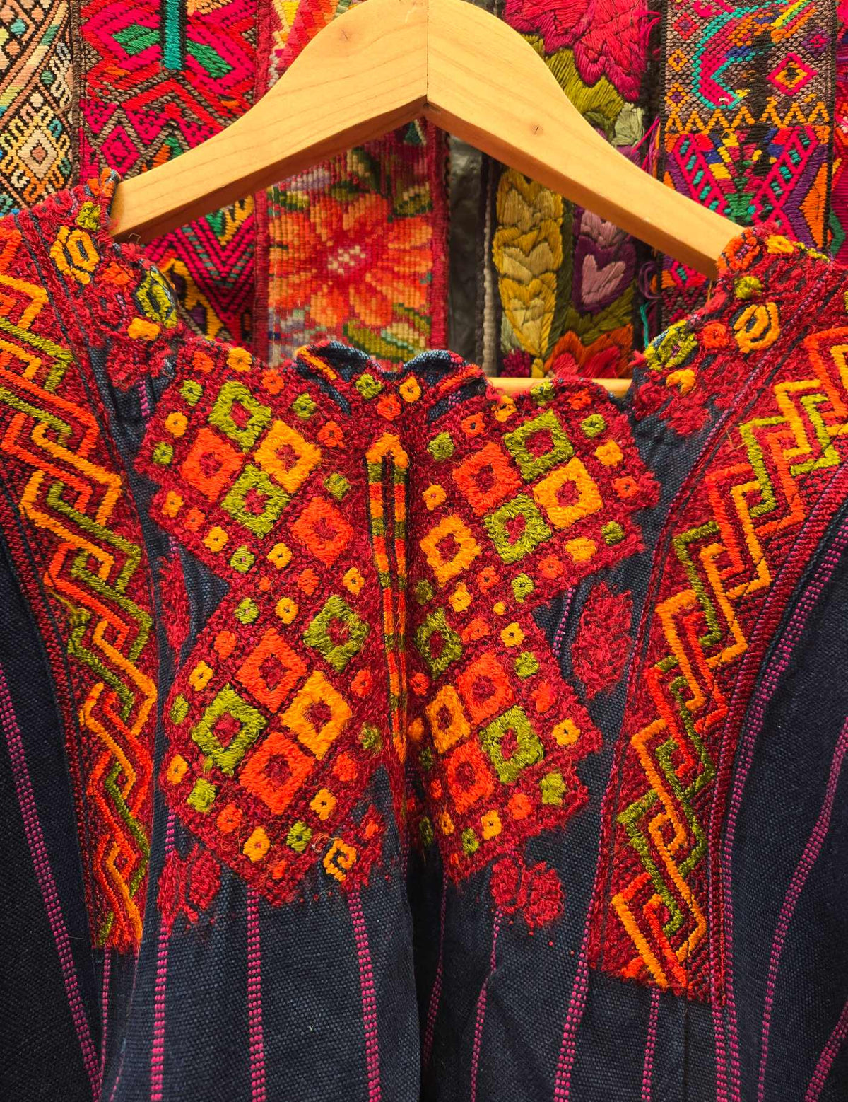 Indigo and Orange Nahualá Huipil #9-502