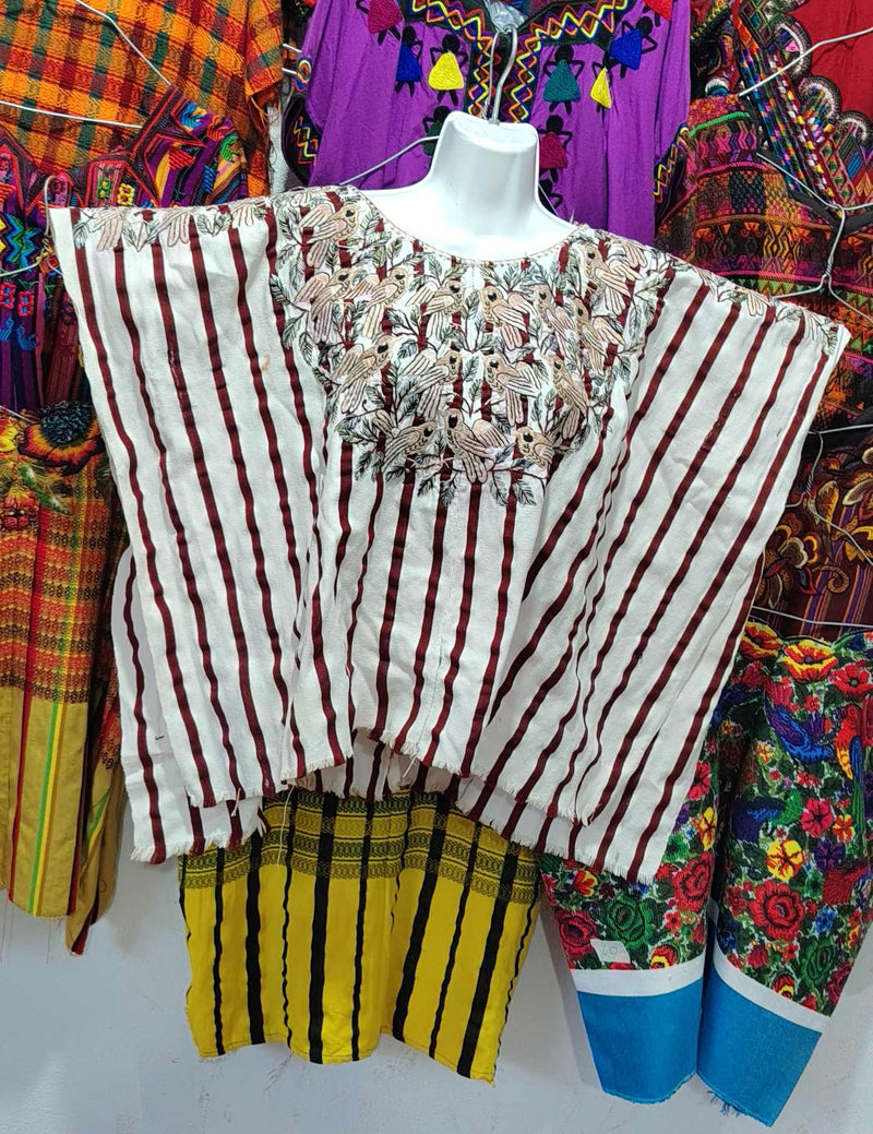 Brown and White Striped Santiago Huipil #10-10