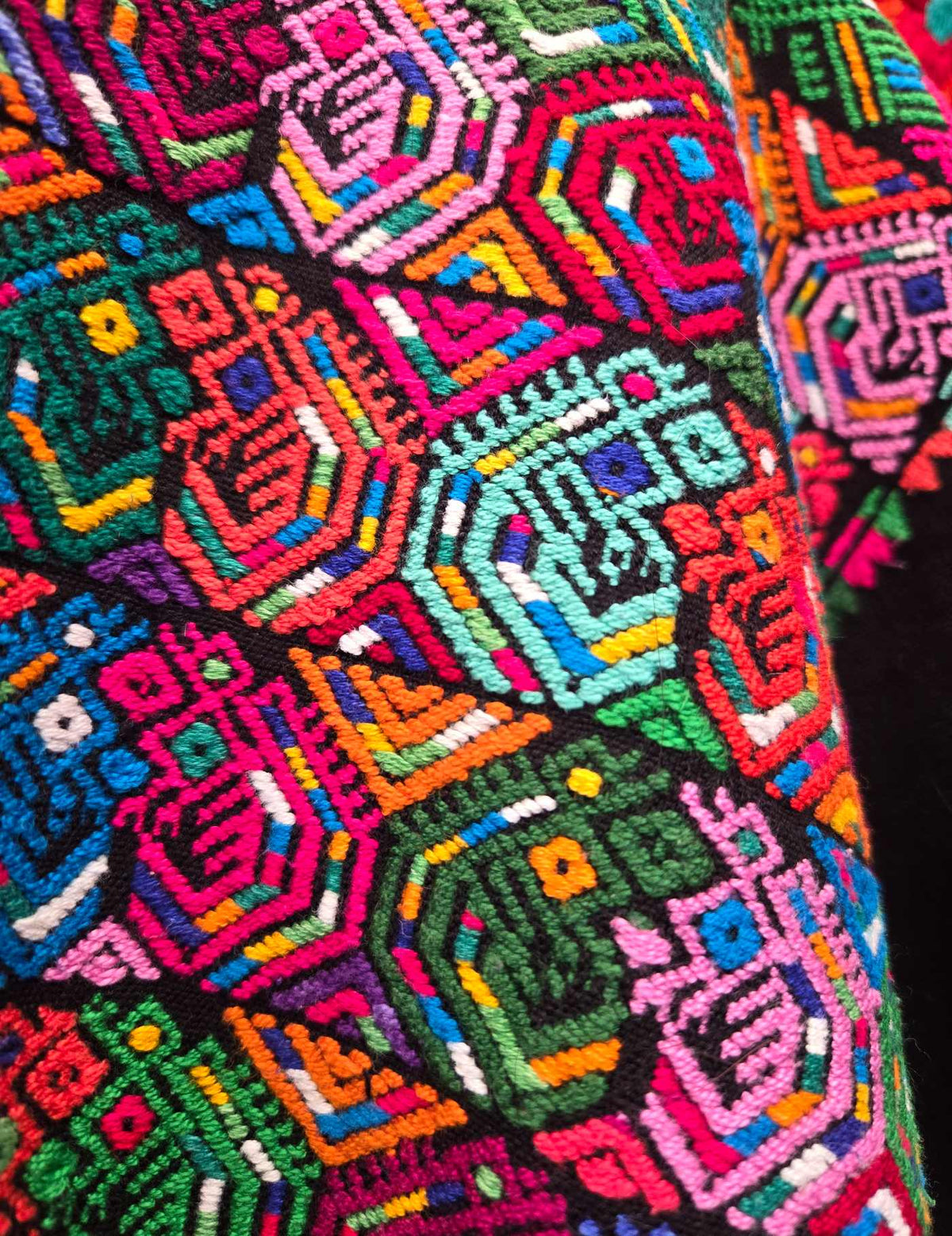 Colourful on Black Nahualá Huipil #10-22