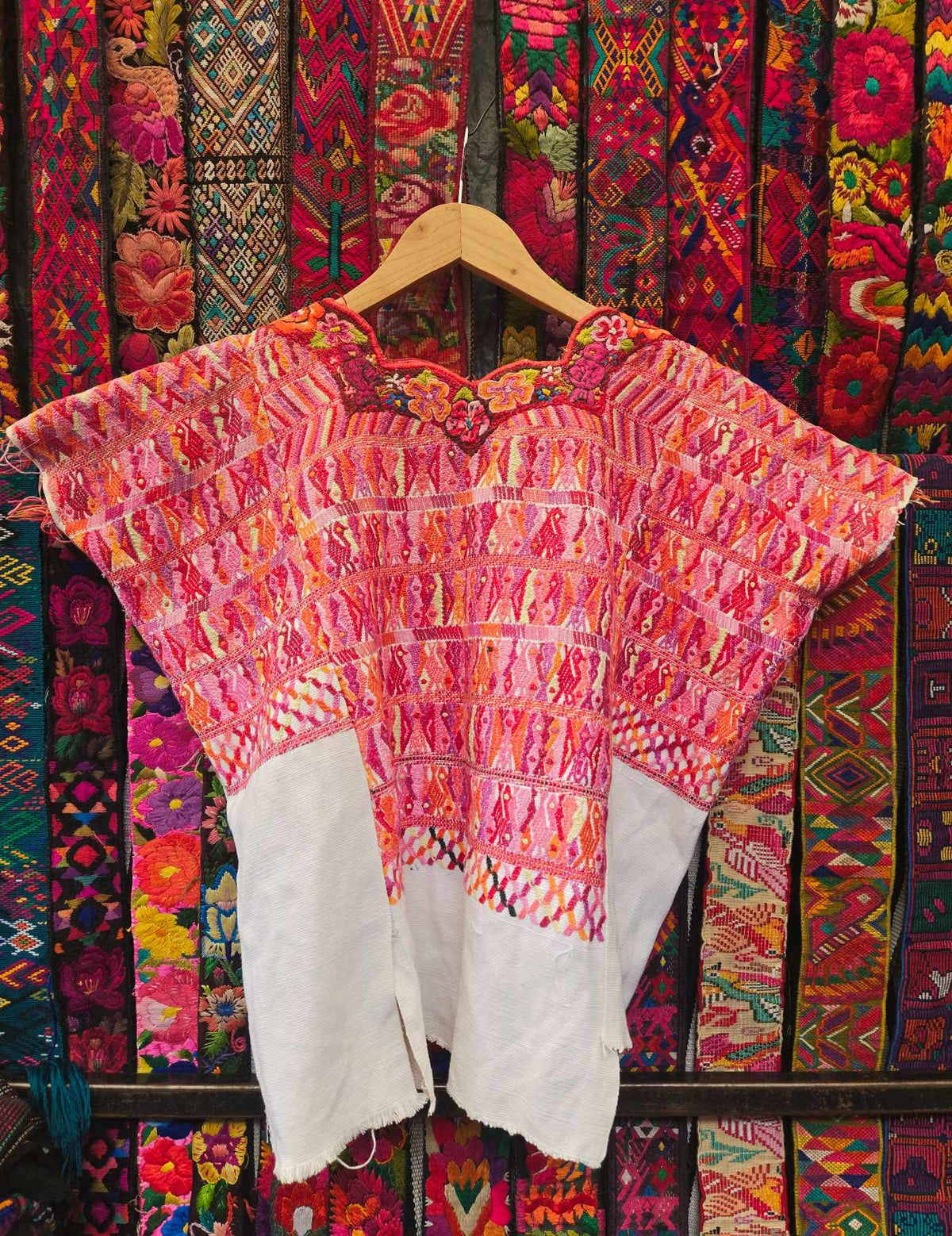 Pink and White San Juan Cotzal Huipil #10-28