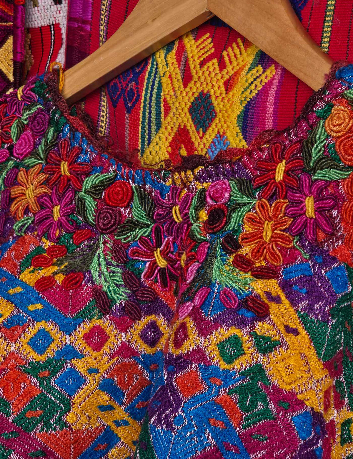 Colourful with Rococo Embroidery Xela Huipil #10-36