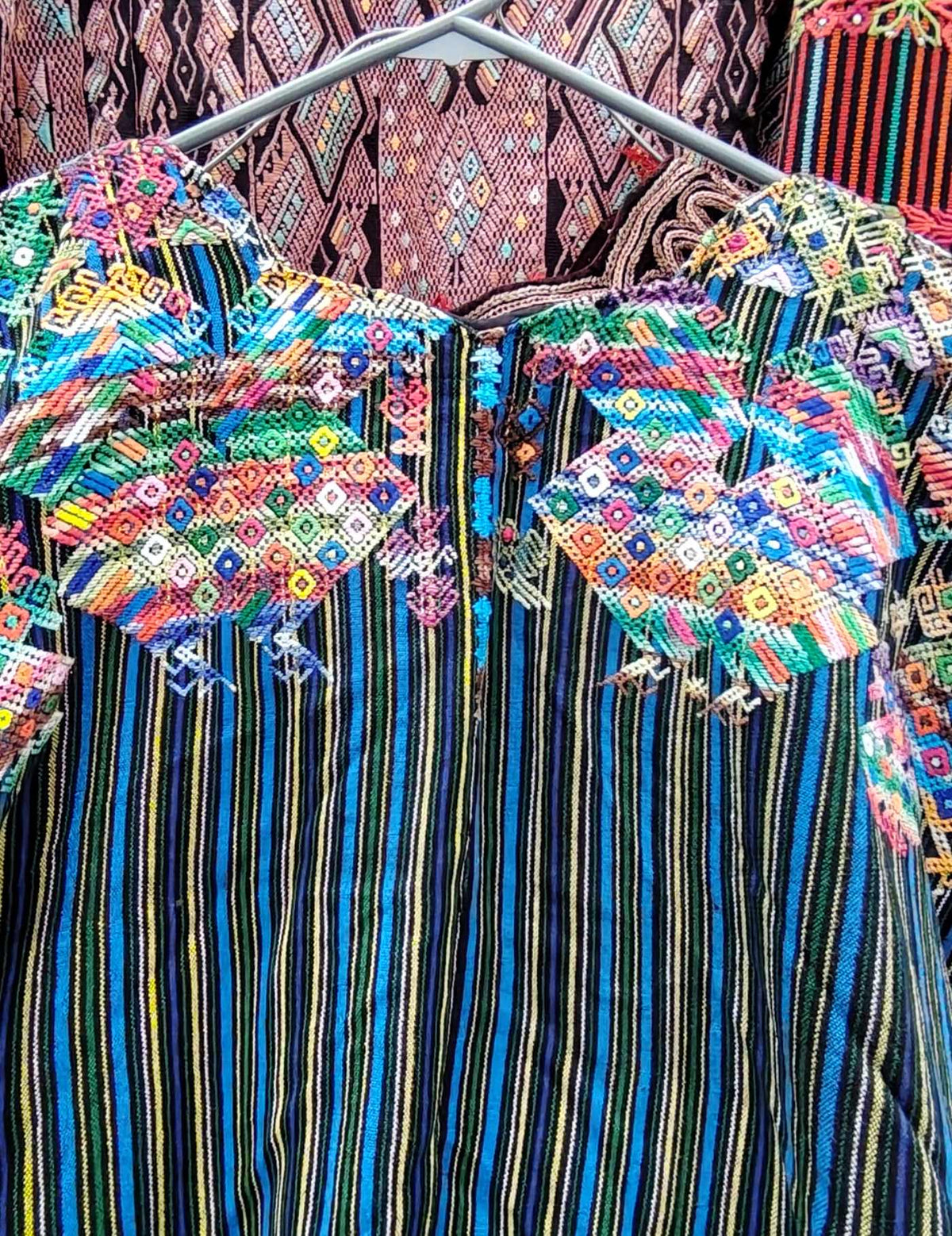 Blue and Black Striped Nahualá Huipil #10-48