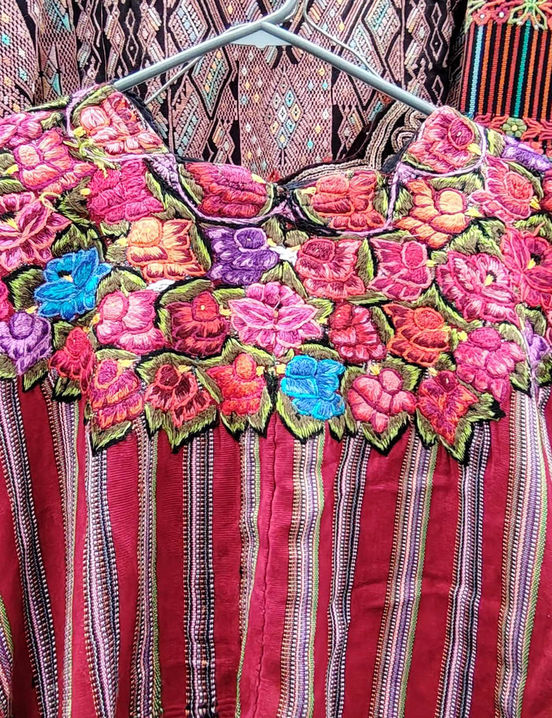 Red Stripes and Floral Patzún Huipil #10-49