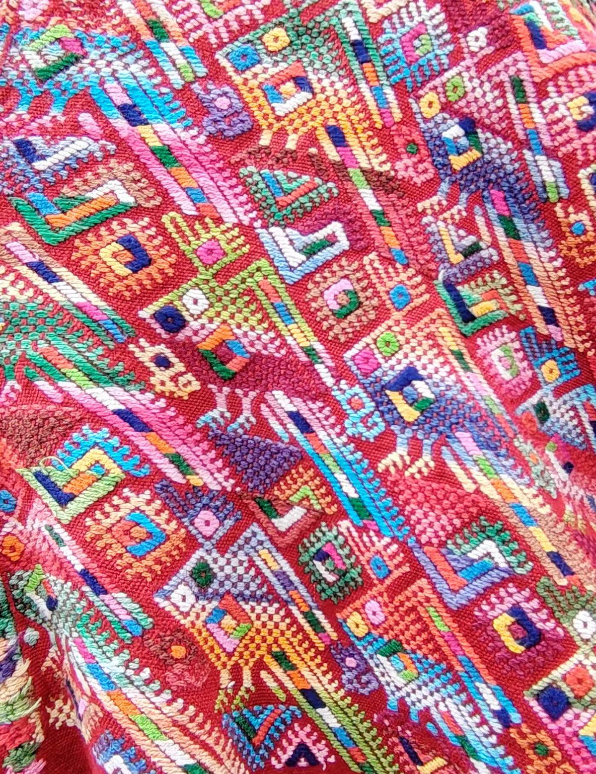 Red with Geometrics Nahualá Huipil #10-50