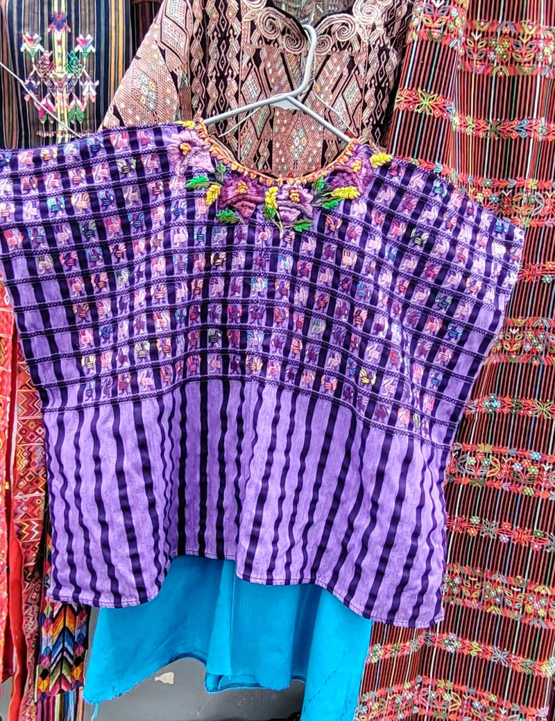 Purple with Peacocks Santiago Huipil #10-53