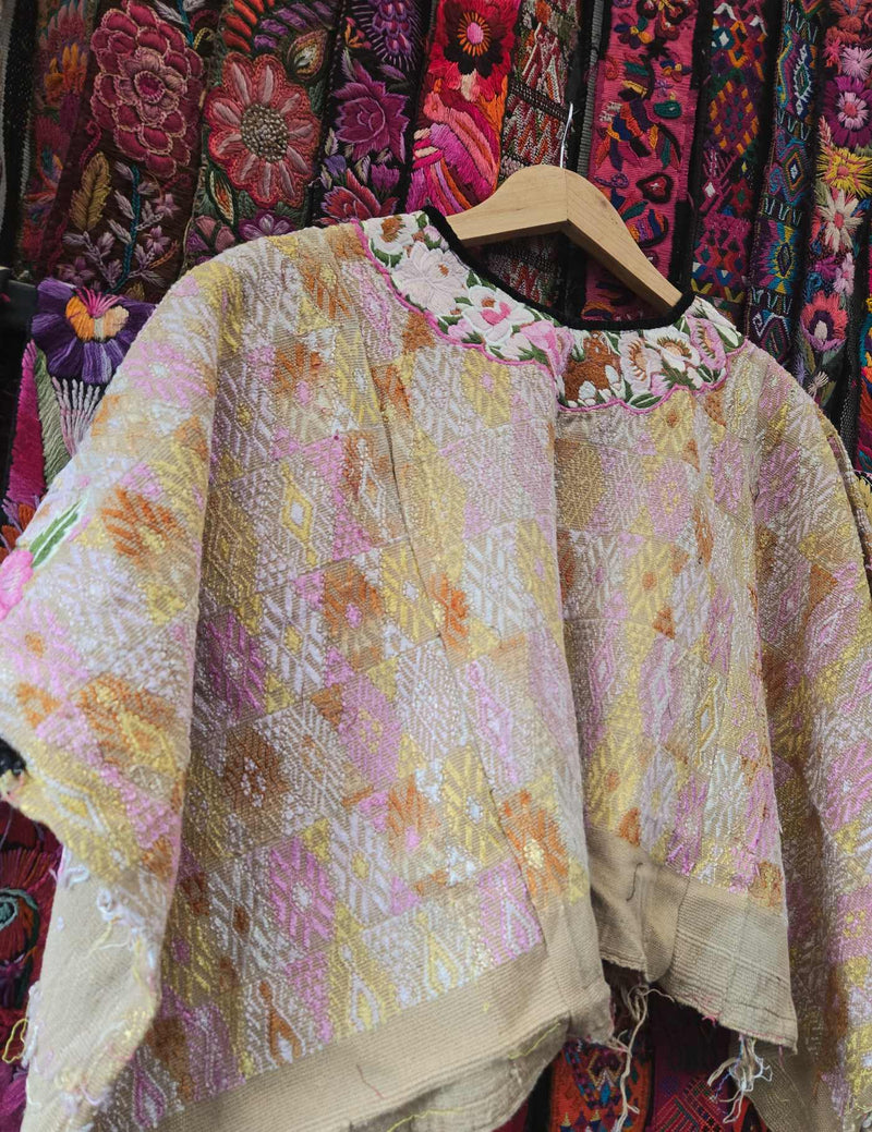 Beige and PInk Cobán Huipil #10-62