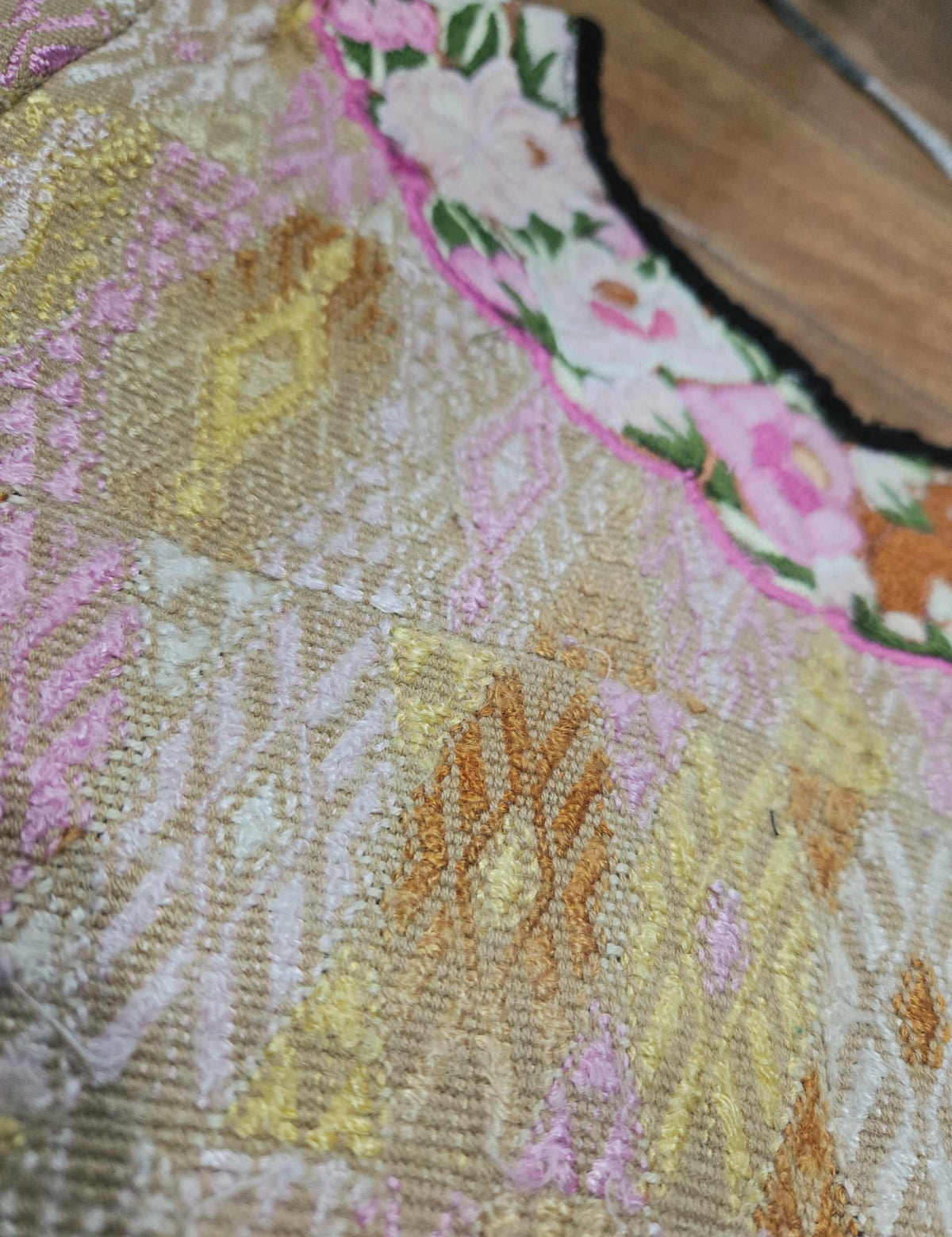 Beige and PInk Cobán Huipil #10-62